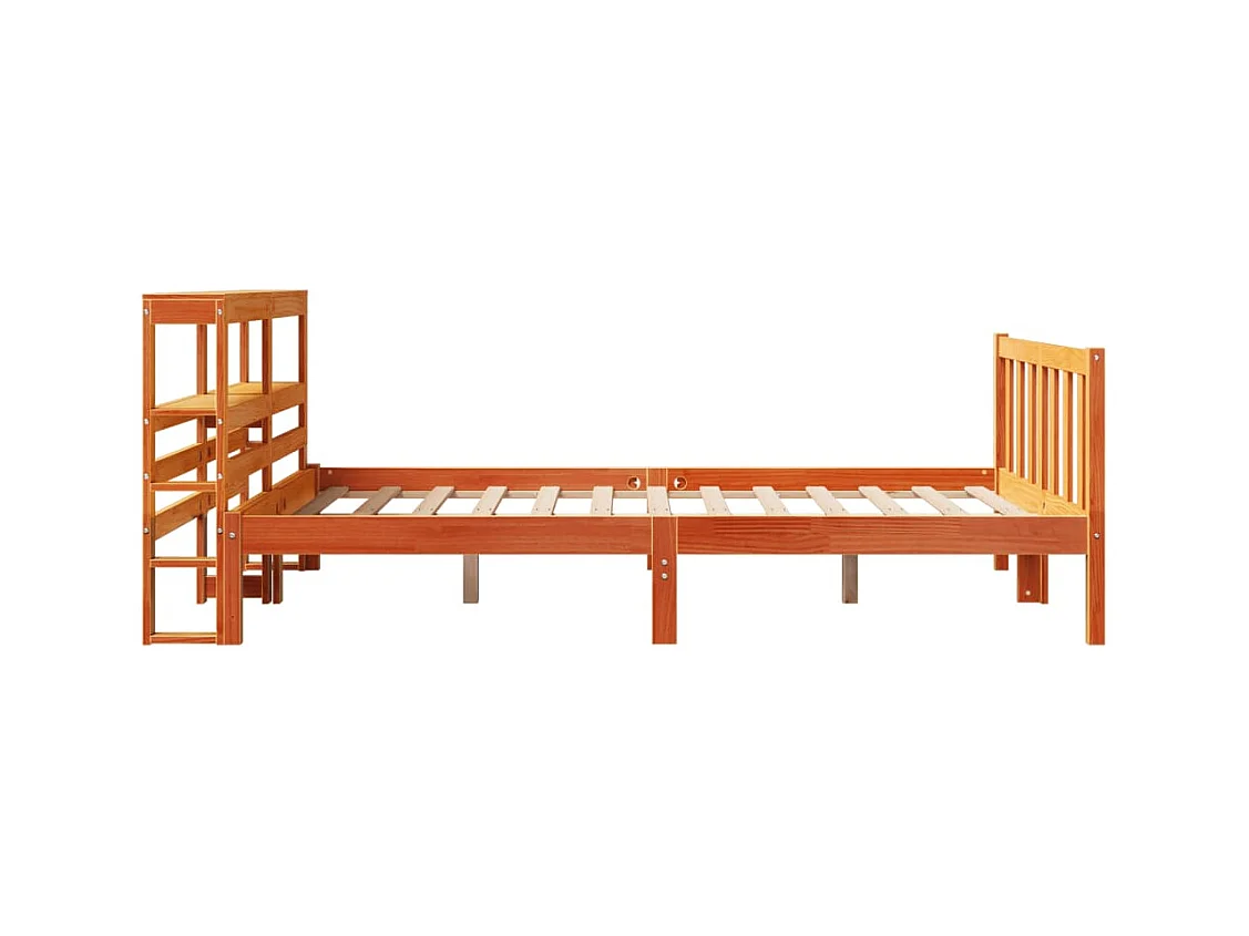 Bedframe met hoofdbord massief grenenhout wasbruin 120x190 cm