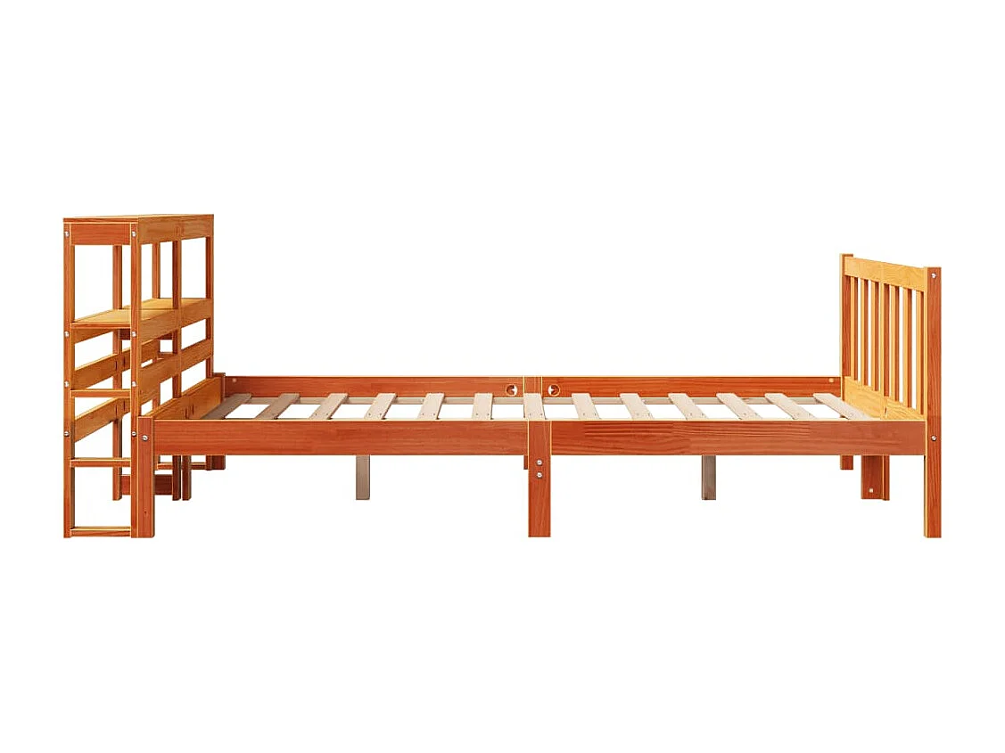 Bedframe met hoofdbord massief grenenhout wasbruin 120x190 cm