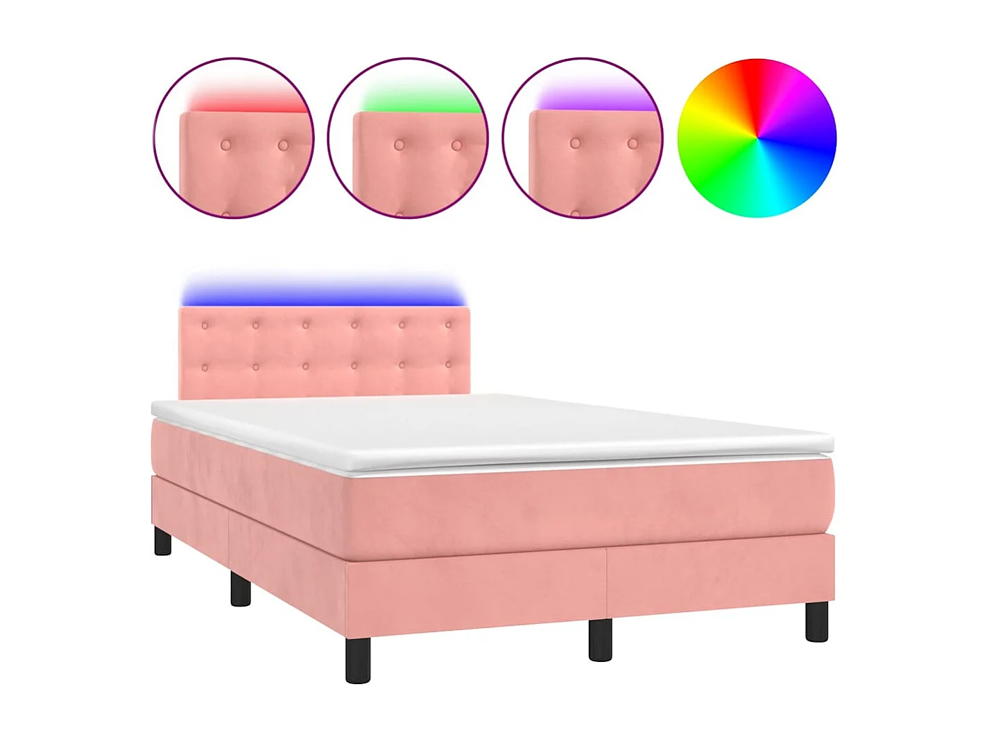 Boxspring met matras en LED fluweel roze 120x190 cm