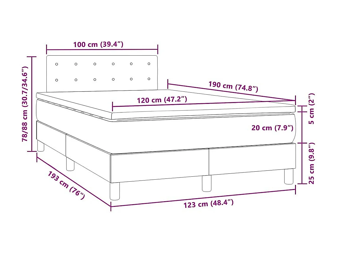 Boxspring met matras en LED fluweel roze 120x190 cm