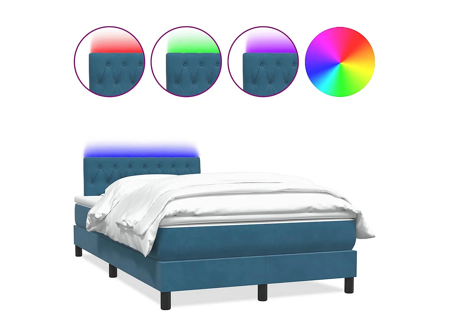 Boxspringbett mit Matratze & LED Dunkelblau 120x210 cm Samt