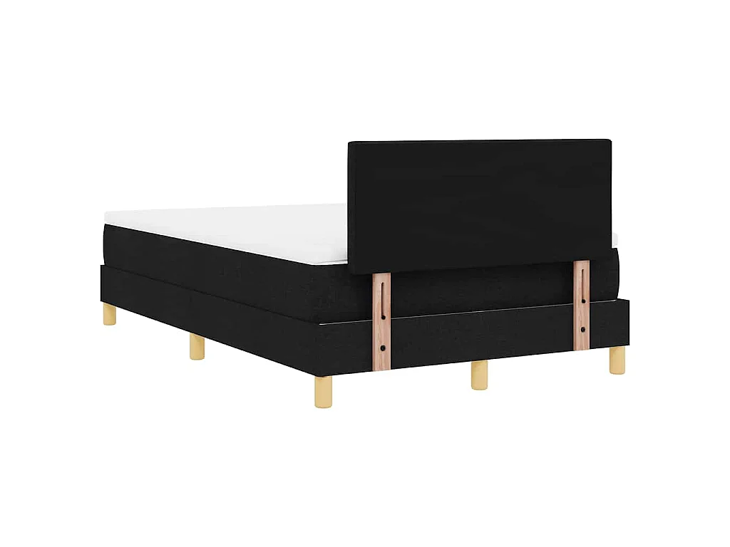 Lit à ressorts avec coussin Noir 120 x 200 cm tissu
