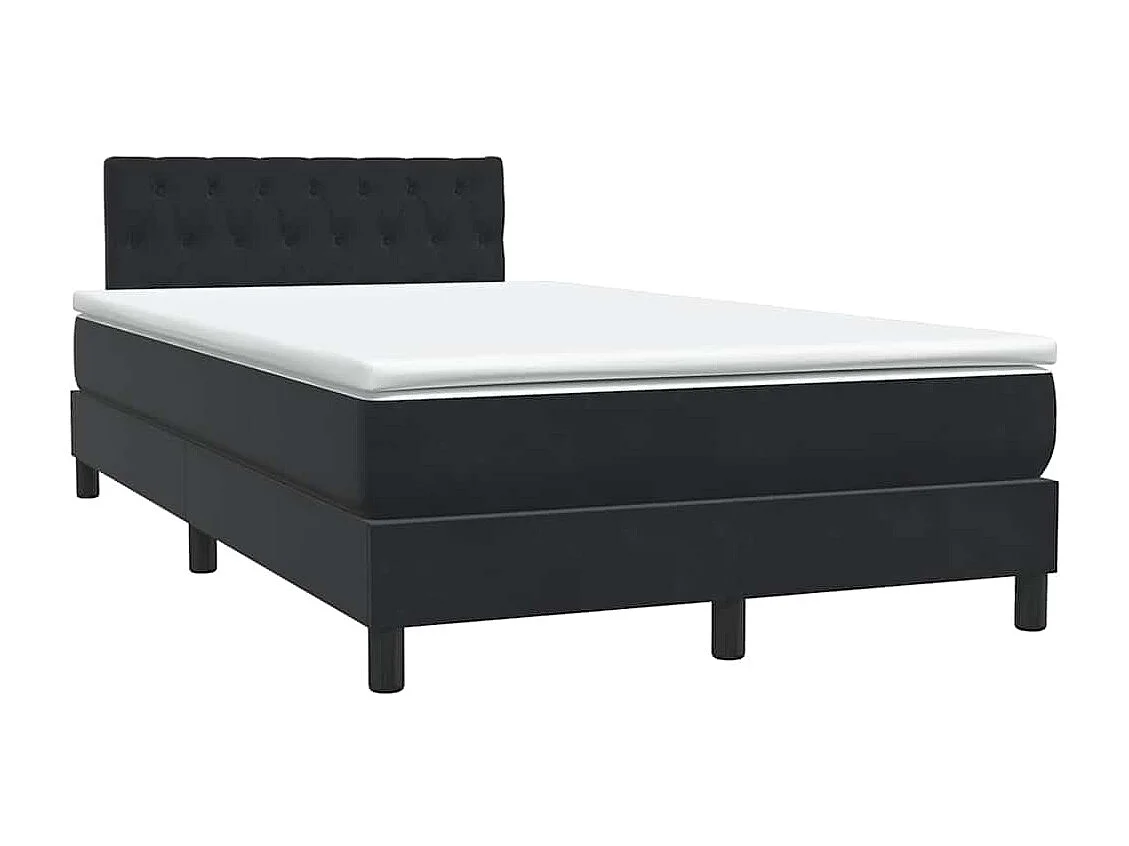 Cama com molas/colchão 120x210 cm veludo preto