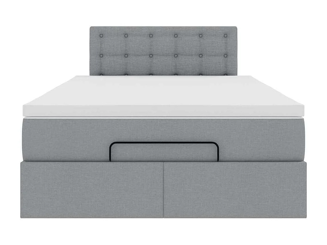 Lit ottoman avec matelas gris clair 120x200 cm tissu