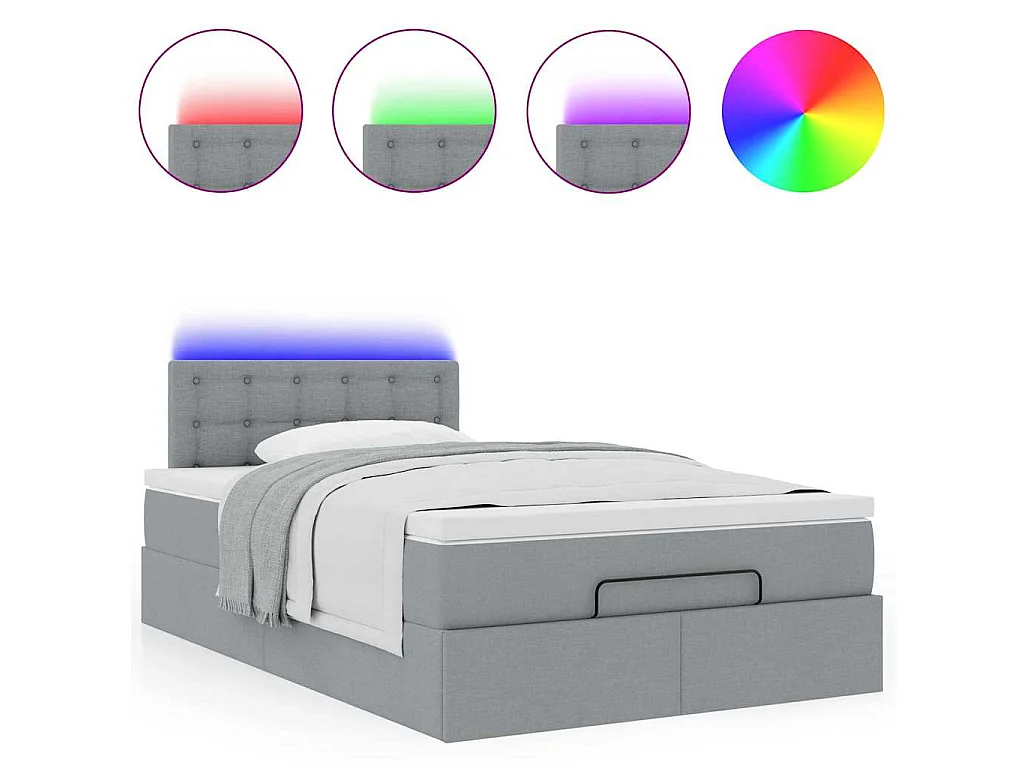 Pouf Letto con Materasso Grigio Chiaro 120x200 cm in Tessuto