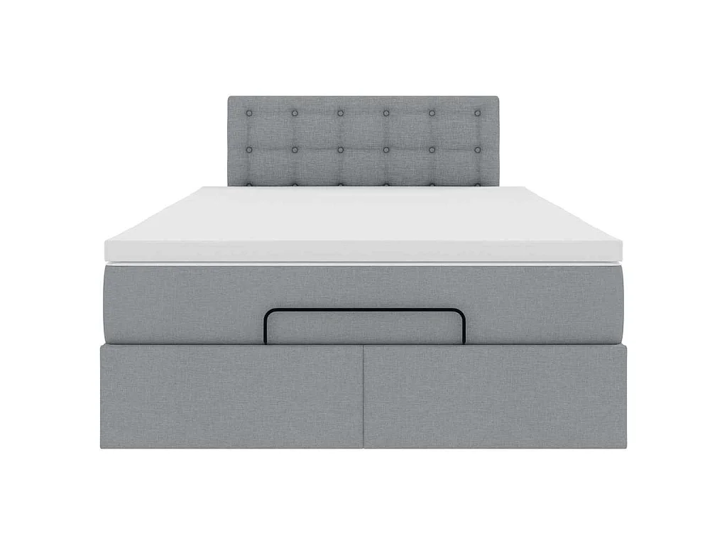 Pouf Letto con Materasso Grigio Chiaro 120x200 cm in Tessuto