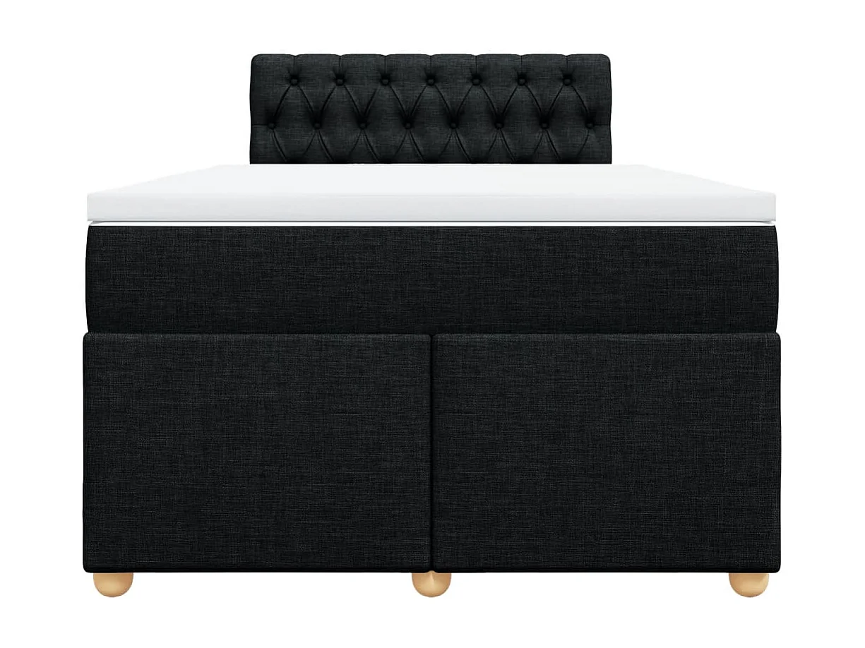 Cama box spring con colchón tela negro 120x200 cm