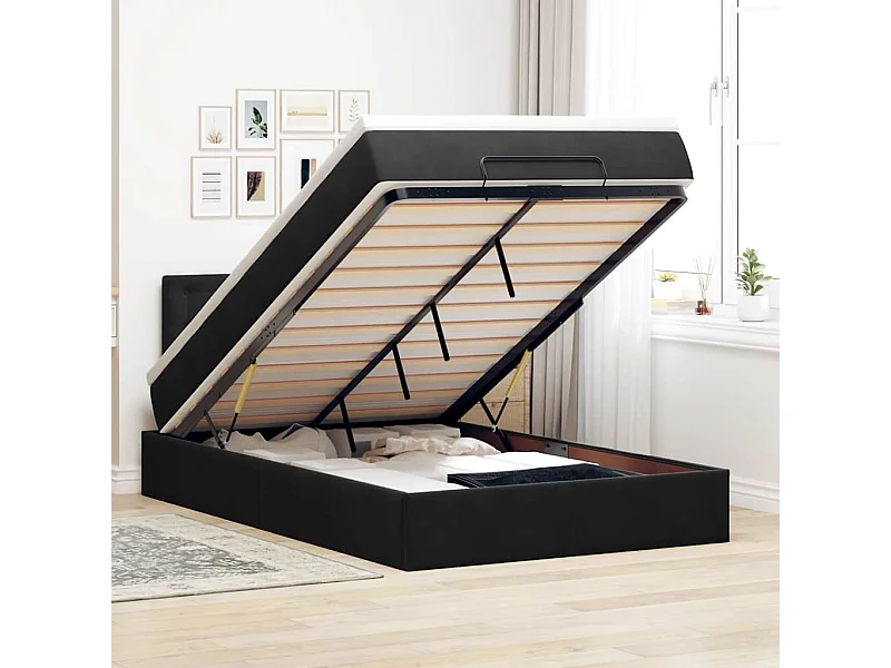 Ottoman bed met matras en LED's 120x200cm fluweel zwart