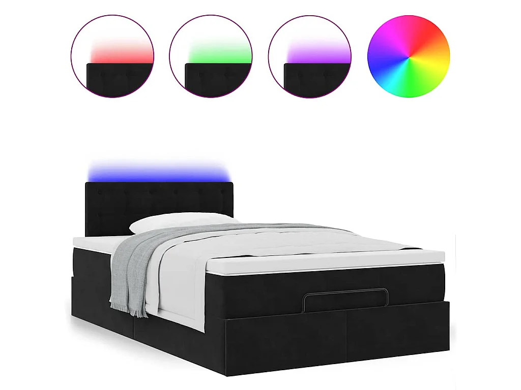 Cadre de lit ottoman avec matelas noir 120x200 cm velours