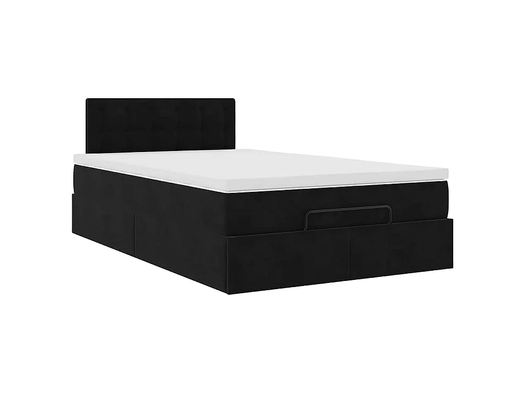 Estructura de cama otomana colchón terciopelo negro 120x200cm