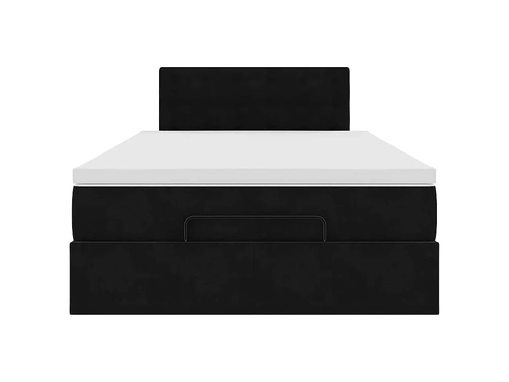 Estructura de cama otomana colchón terciopelo negro 120x200cm