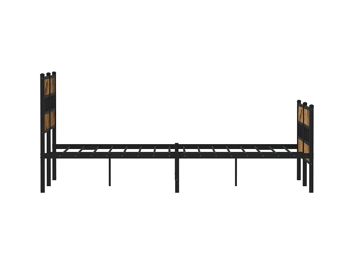 Cadre de lit en métal sans matelas chêne fumé 120x200 cm