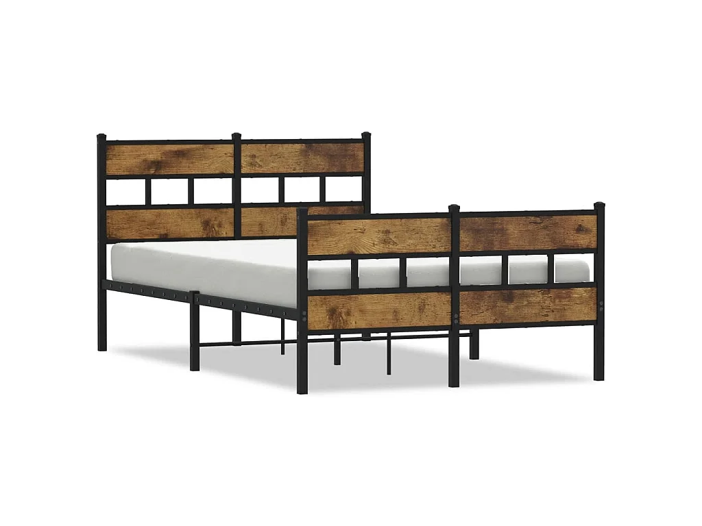 Estructura de cama sin colchón metal roble ahumado 120x200 cm