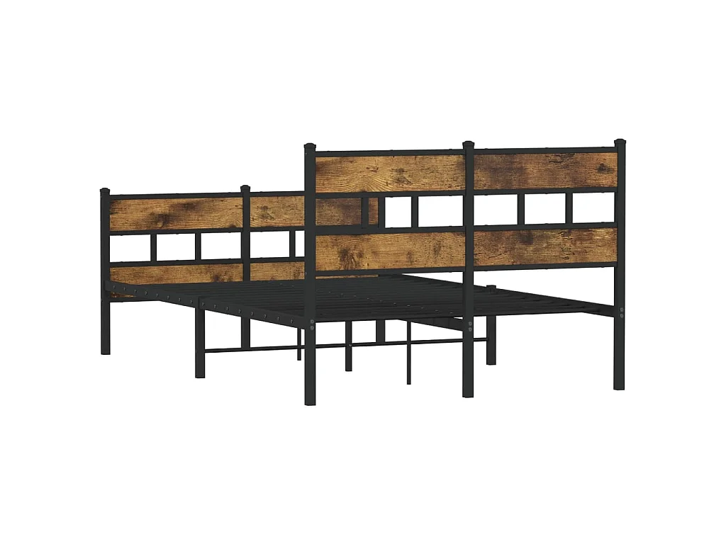 Estructura de cama sin colchón metal roble ahumado 120x200 cm