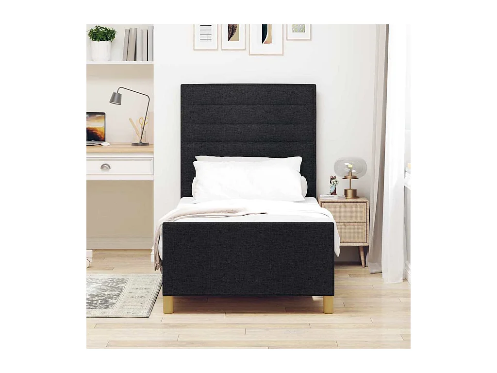 Bedframe met hoofdeinde Zwart 100 x 200 cm Stof