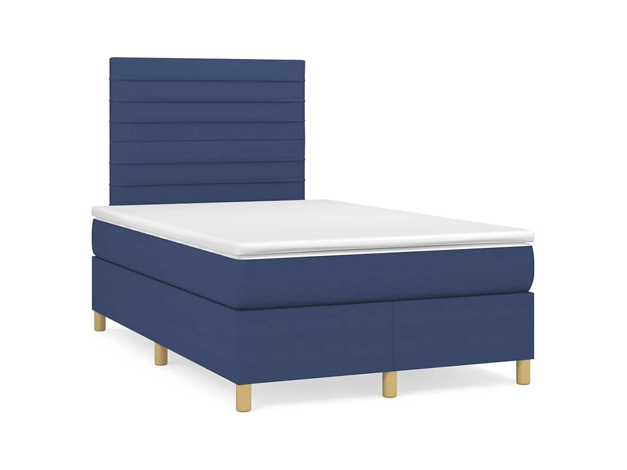 Sommier à lattes de lit avec matelas bleu 120x190 cm tissu