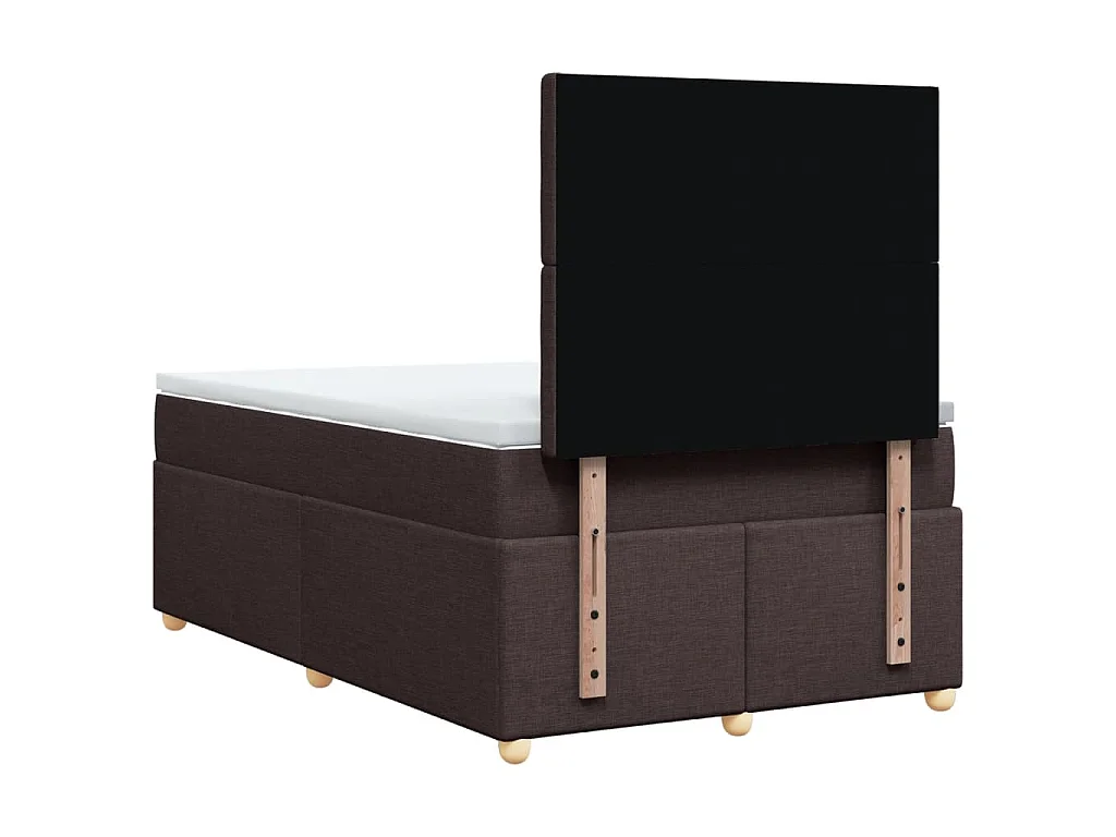 Sommier à lattes de lit et matelas marron foncé 120x190cm tissu