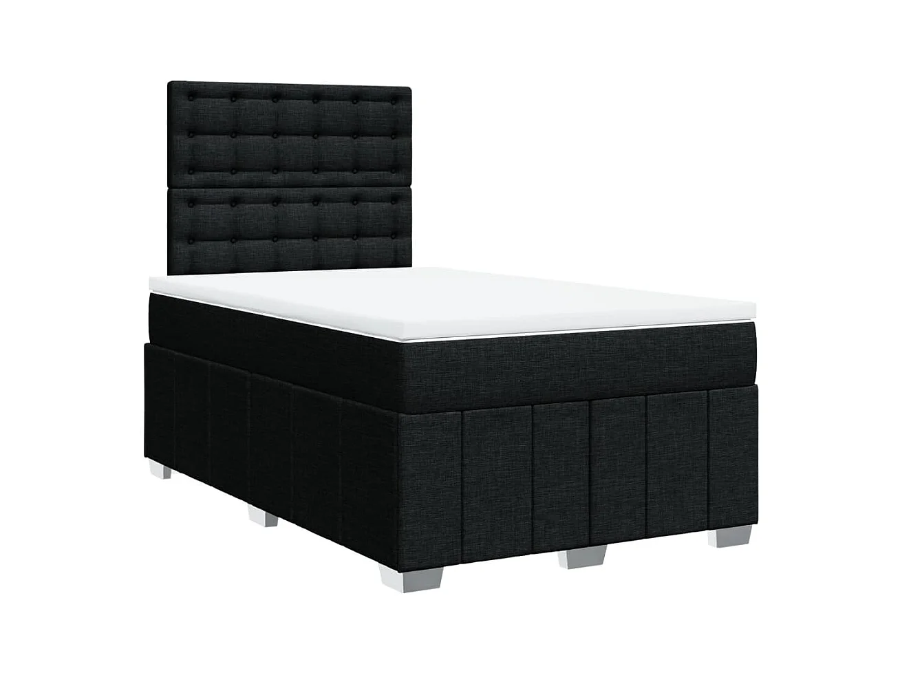 Sommier à lattes de lit avec matelas noir 120x190 cm tissu