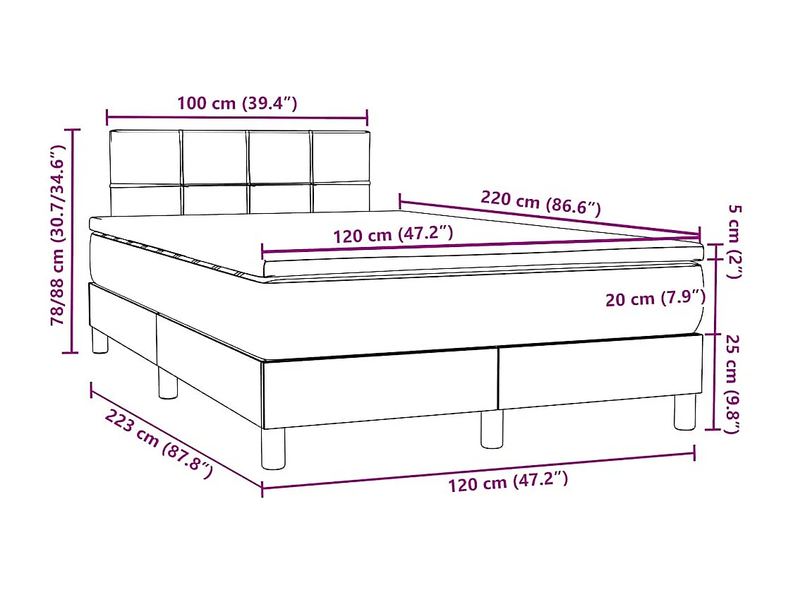 Giroletto a Molle con Materasso Verde Scuro 120x220 cm Velluto