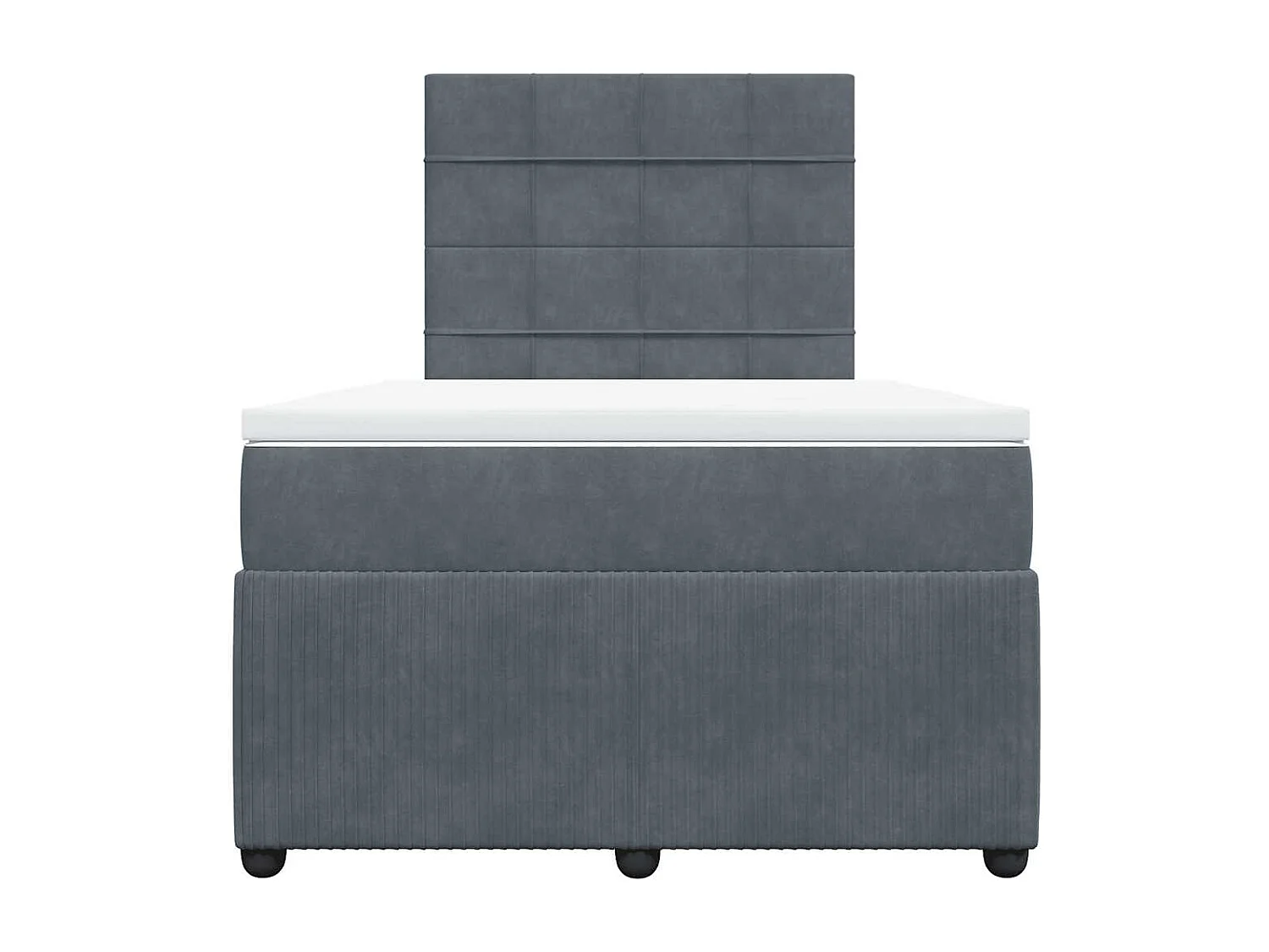 Cama box spring con colchón terciopelo gris oscuro 120x190 cm