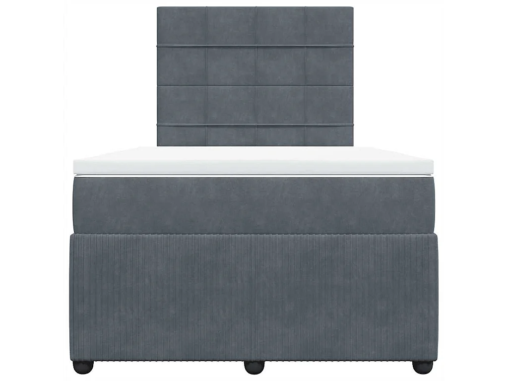 Giroletto a Molle con Materasso Grigio Scuro 120x190 cm Velluto