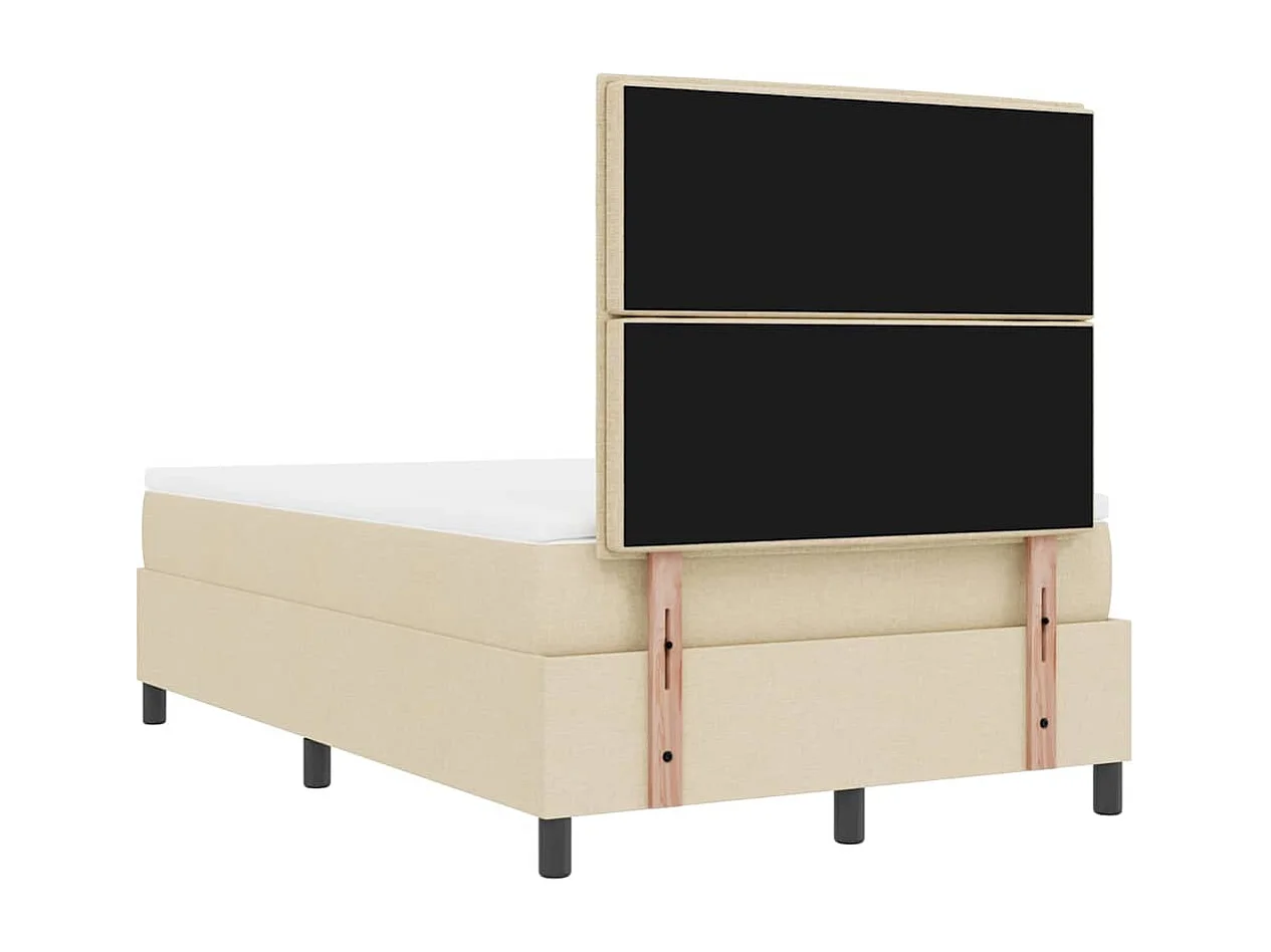 Letto a molle con materasso Crema 120 x 200 cm Tessuto