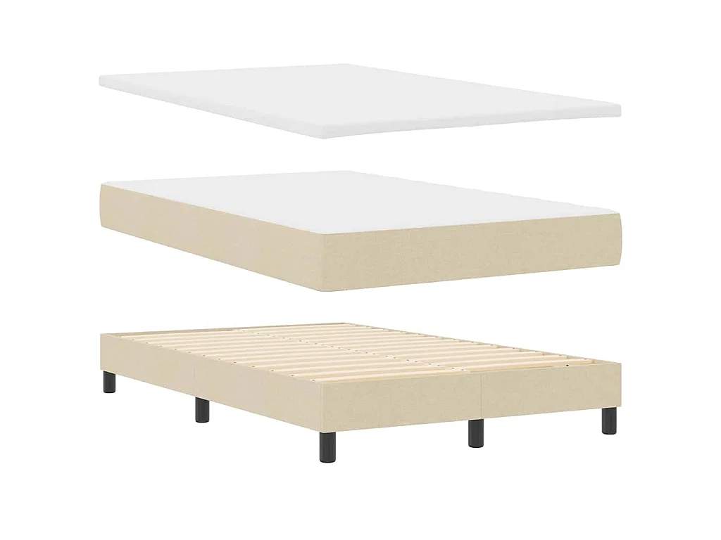 Lit à ressorts avec tête de lit Crème 120 x 200 cm tissu