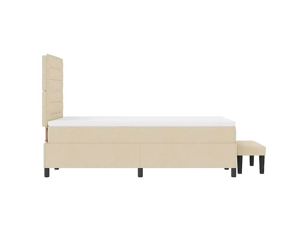 Lit à ressorts avec tête de lit Crème 120 x 200 cm tissu
