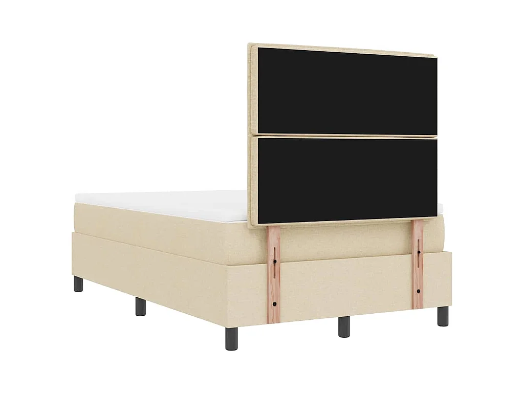 Lit à ressorts avec tête de lit Crème 120 x 200 cm tissu