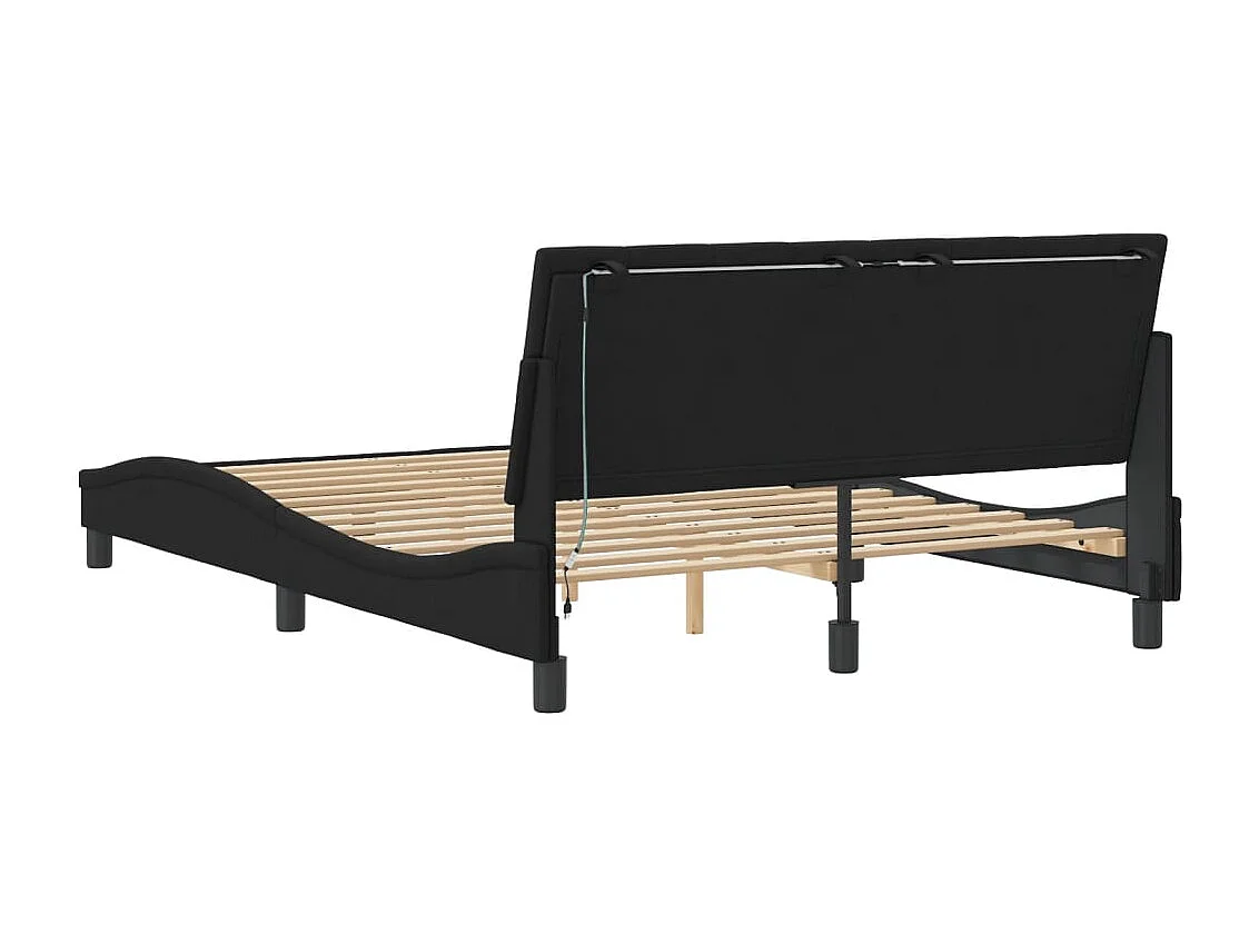 Bedframe met LED zonder matras "Hanko"  fluweel zwart 120x200 cm
