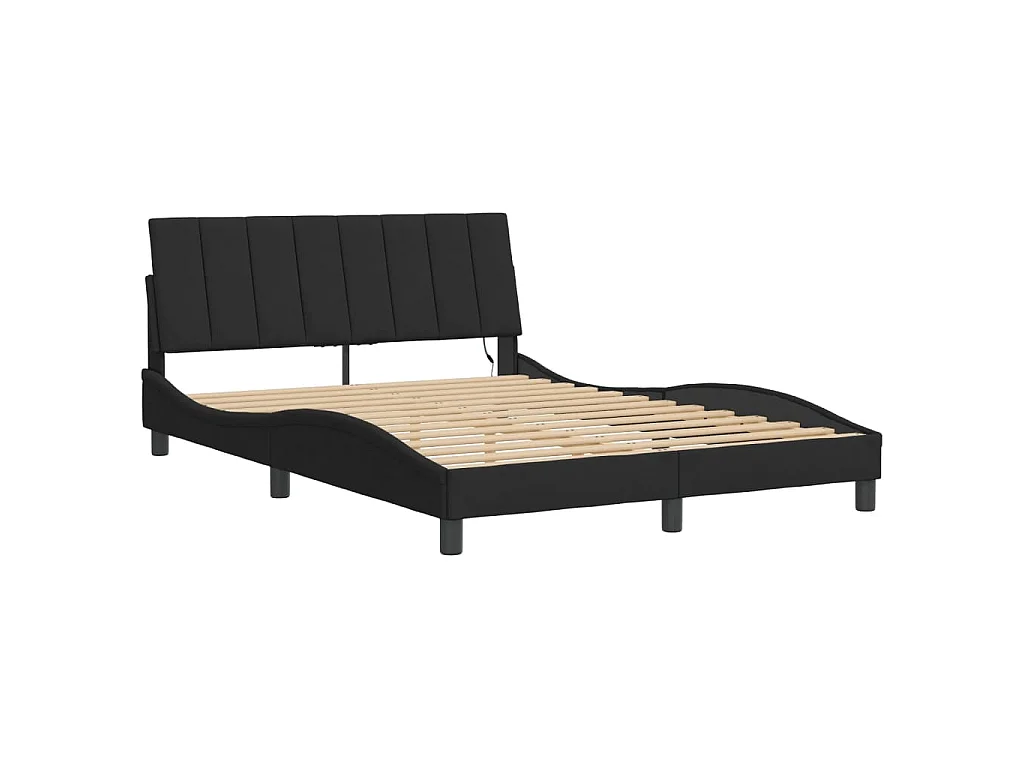 Cadre de lit avec LED sans matelas Hanko noir 120x200 cm velours