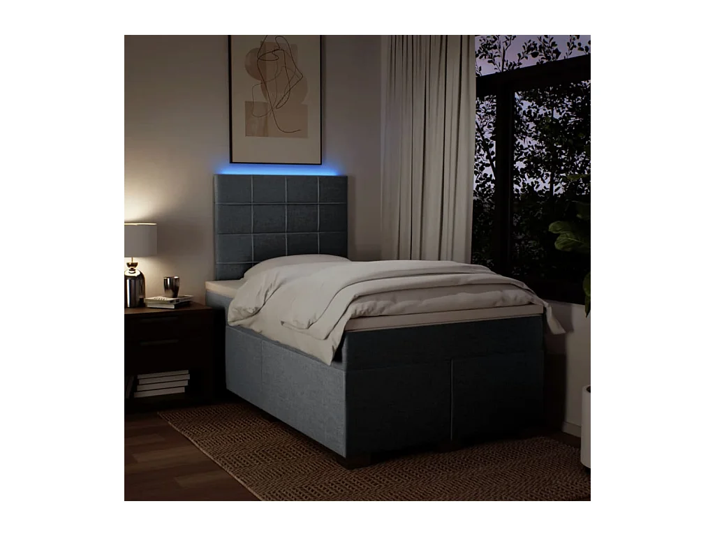 Cama box spring con colchón tela gris claro 120x190 cm