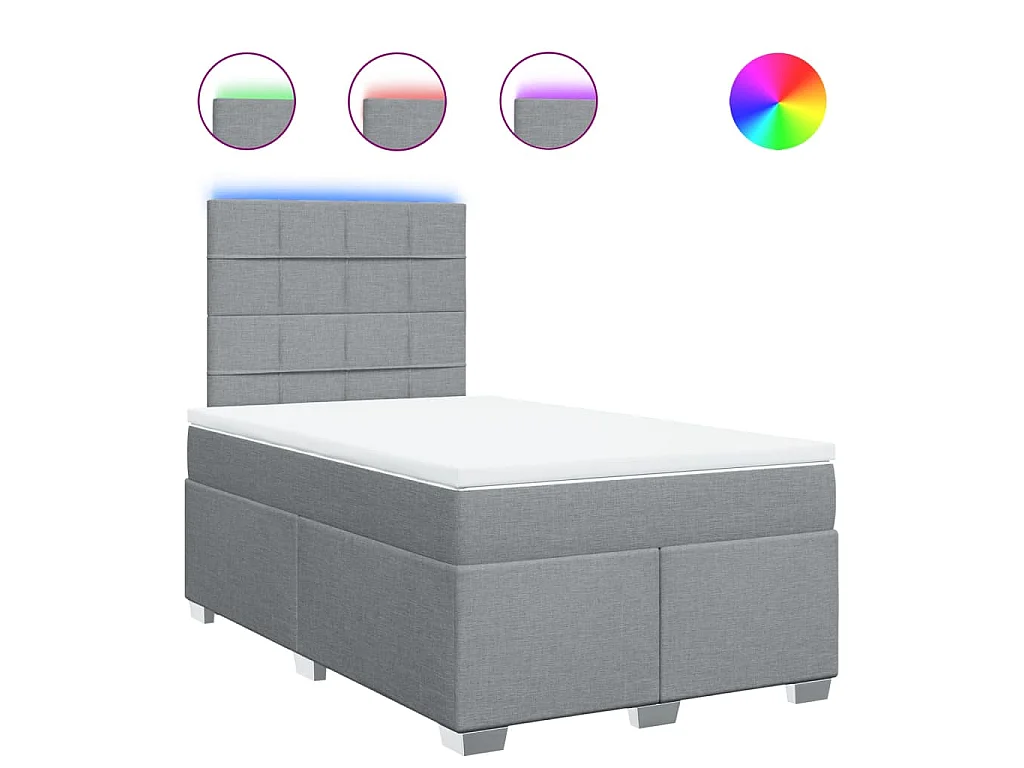 Cama box spring con colchón tela gris claro 120x190 cm