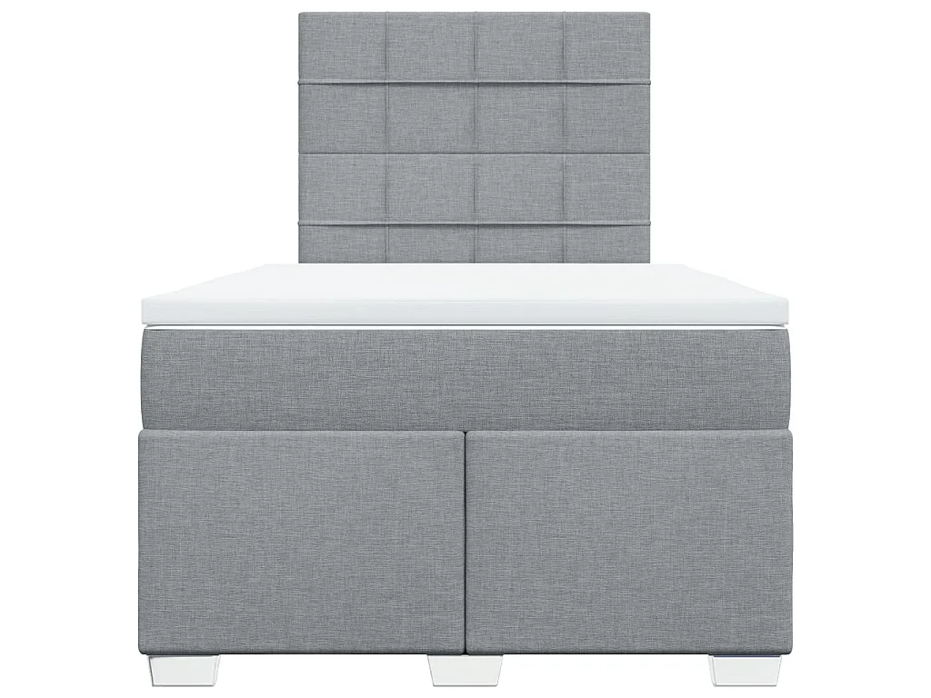 Cama box spring con colchón tela gris claro 120x190 cm