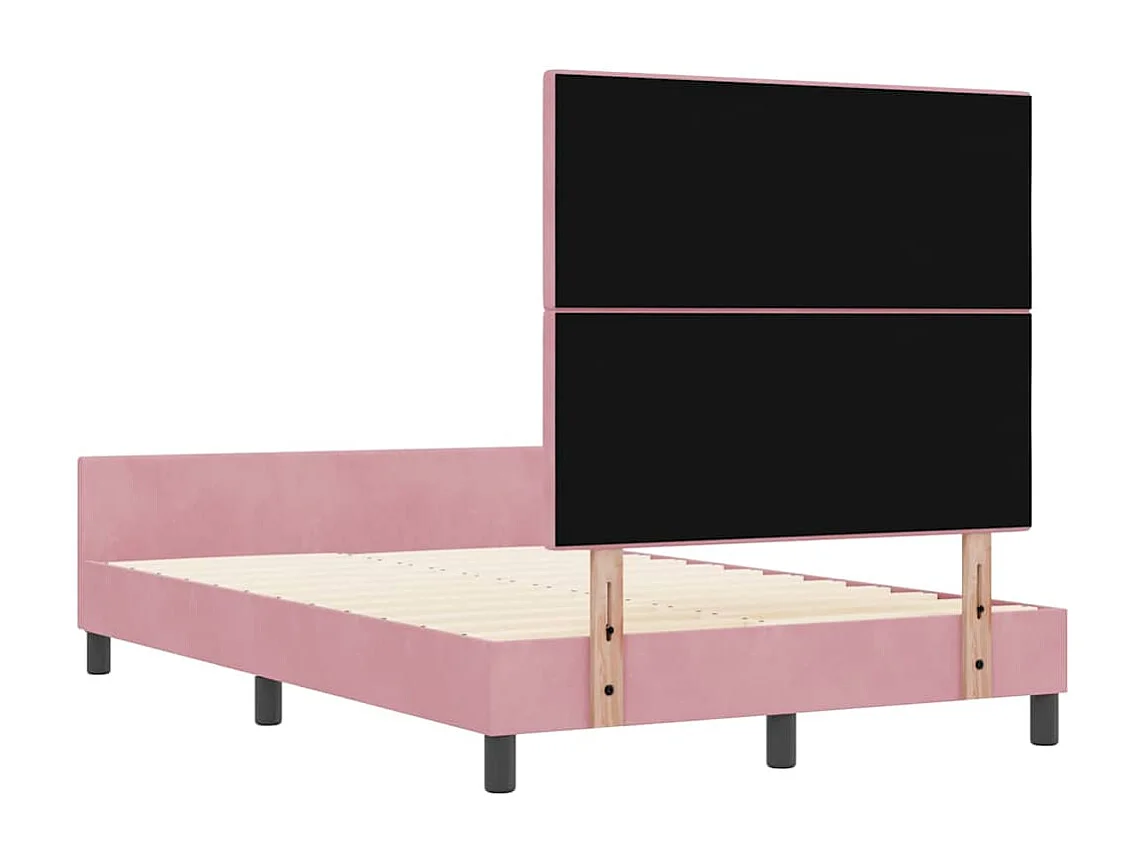 Cadre de lit avec tête de lit Rose 120 x 200 cm Velours