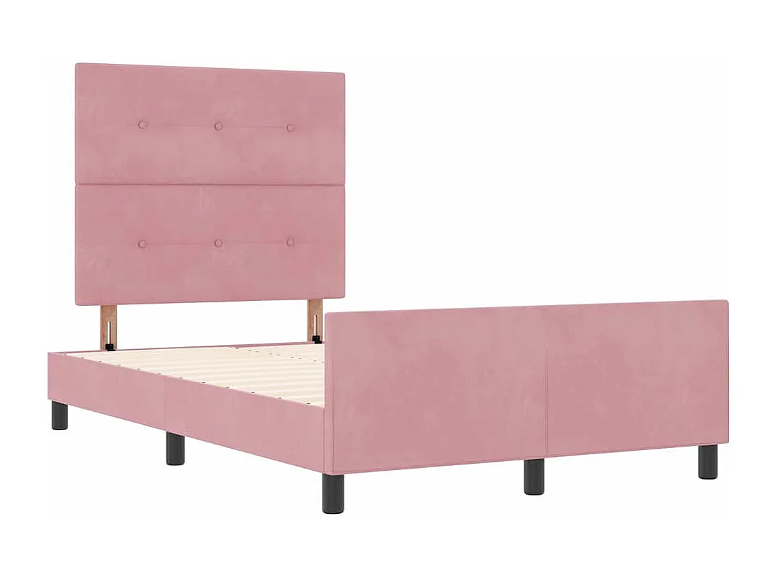 Letto a molle con testiera Rosa 120 x 200 cm Velluto