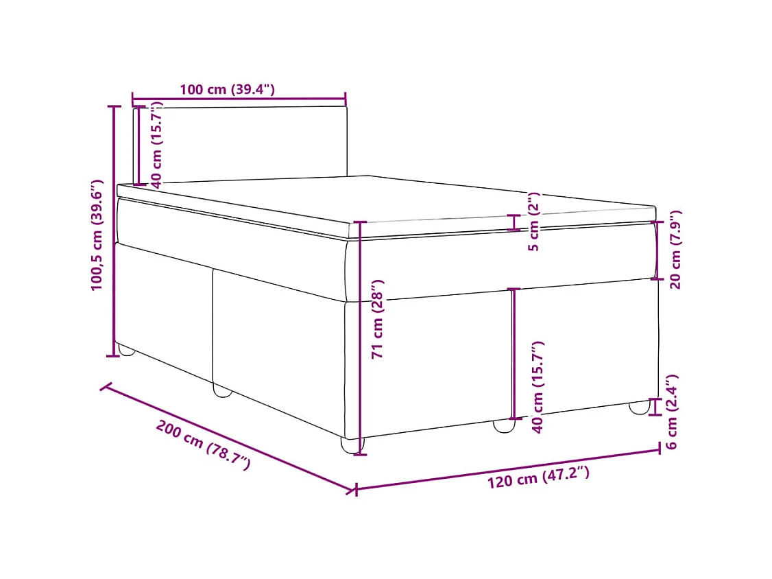 Sommier à lattes de lit avec matelas Bleu 120x200 cm Tissu
