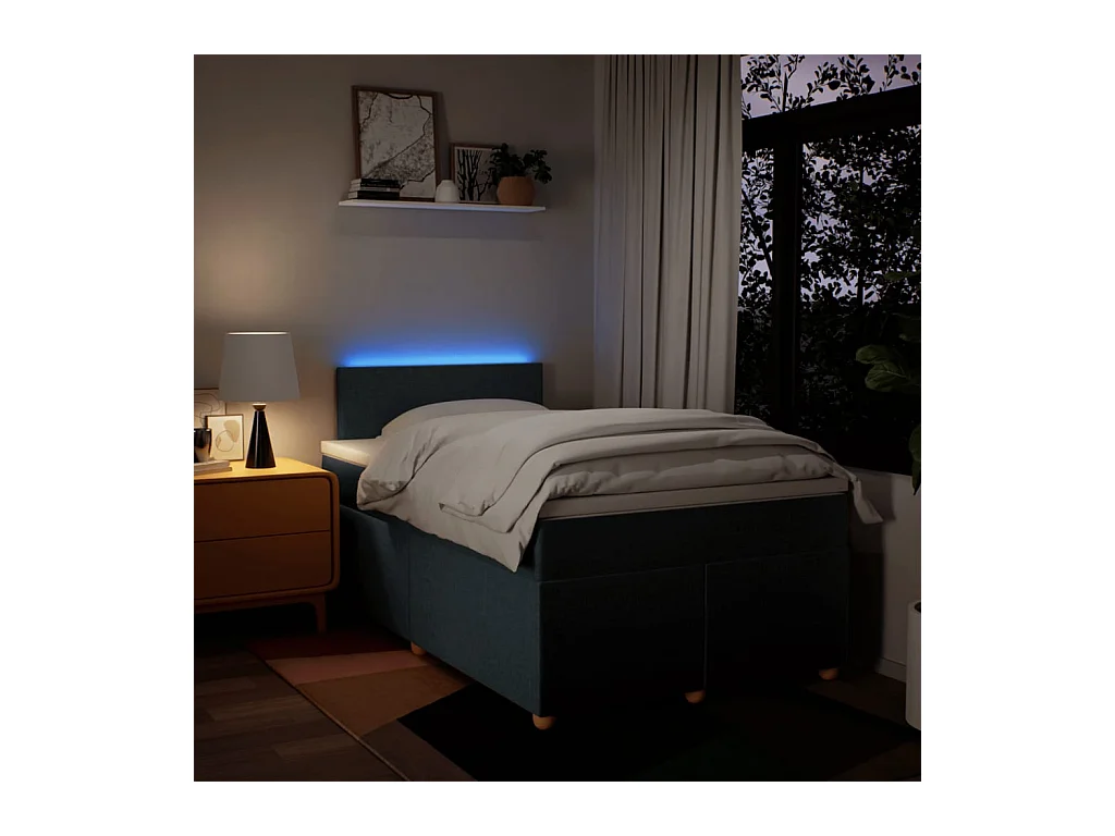 Sommier à lattes de lit avec matelas Bleu 120x200 cm Tissu