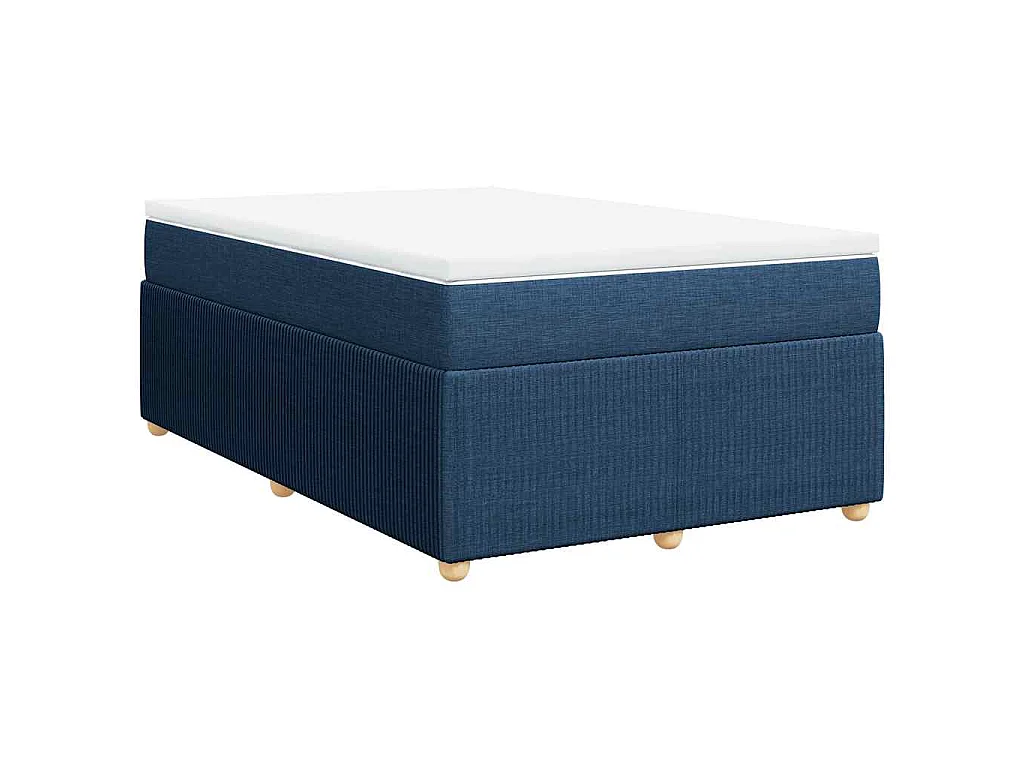 Cama box spring con colchón tela azul 120x190 cm