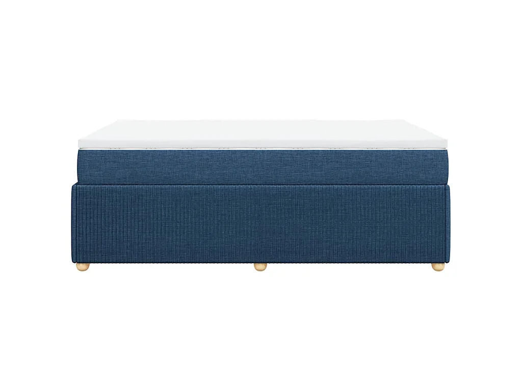 Cama box spring con colchón tela azul 120x190 cm