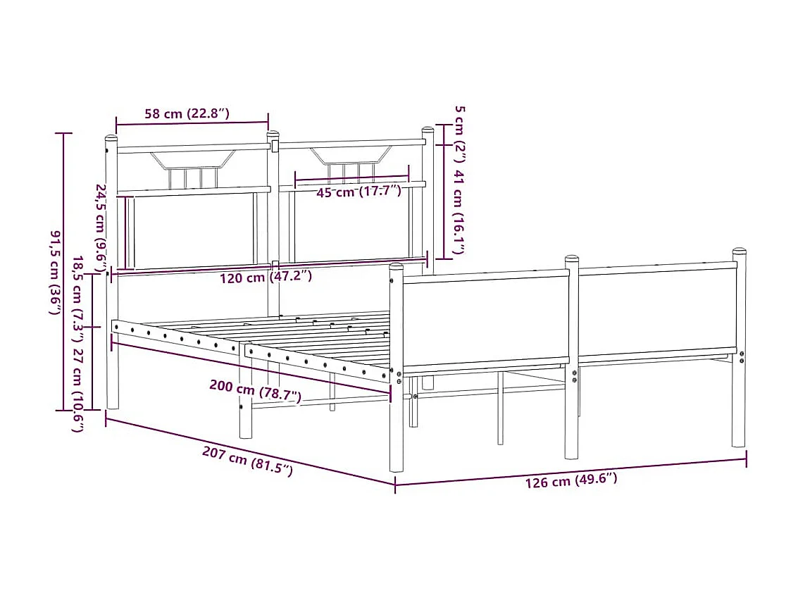 Bedframe zonder matras hout gerookt eikenkleurig 120x200 cm