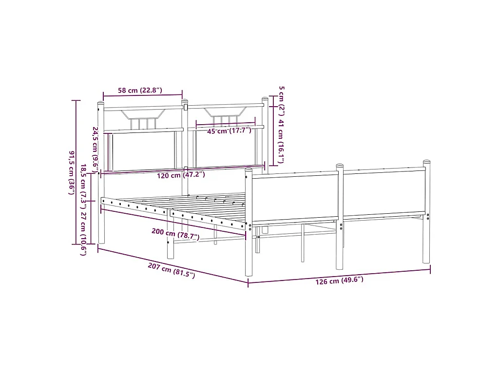 Giroletto senza Materasso Rovere Fumo 120x200 cm in Truciolato