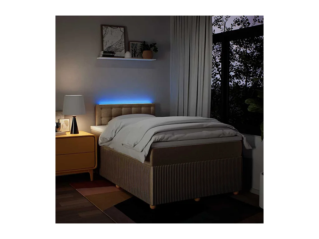 Sommier à lattes de lit avec matelas crème 120x190 cm tissu