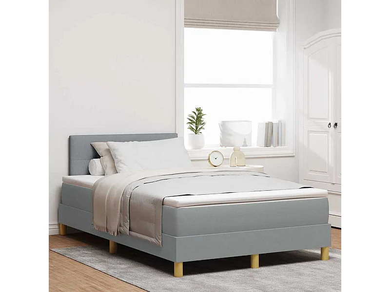 Lit boxspring avec matelas Gris clair 120 x 190 cm tissu