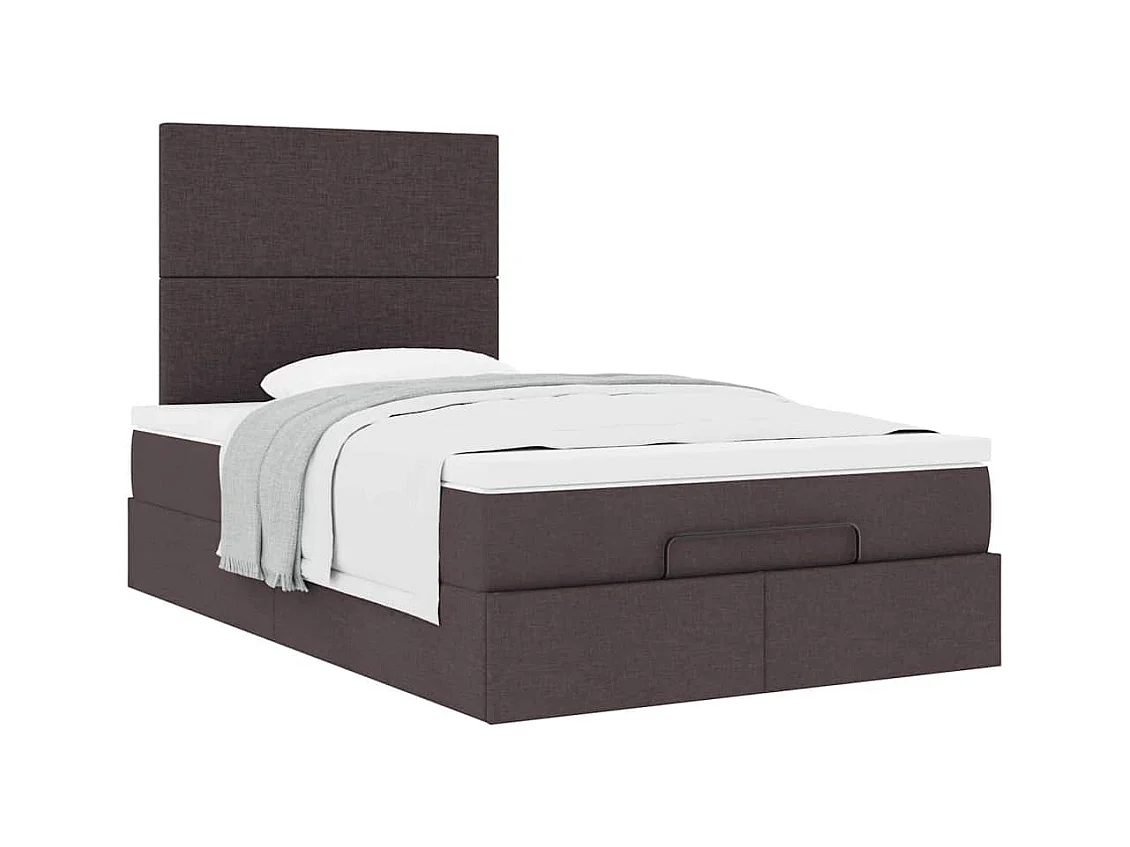 Cadre de lit ottoman avec matelas marron foncé 120x190 cm tissu