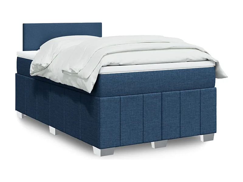 Cama boxspring com colchão 120x190 cm tecido azul