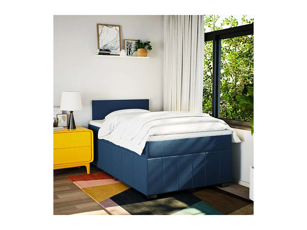 Boxspringbett mit Matratze Blau 120x190 cm Stoff