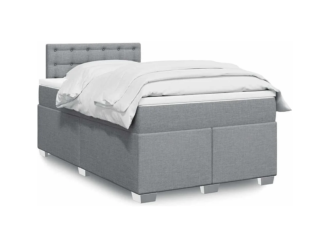 Boxspringbett mit Matratze Hellgrau 120x190 cm Stoff