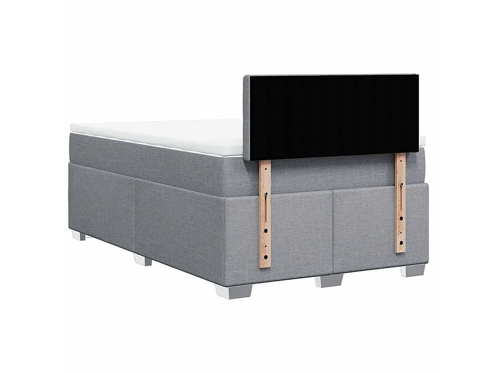 Cama box spring con colchón tela gris claro 120x190 cm