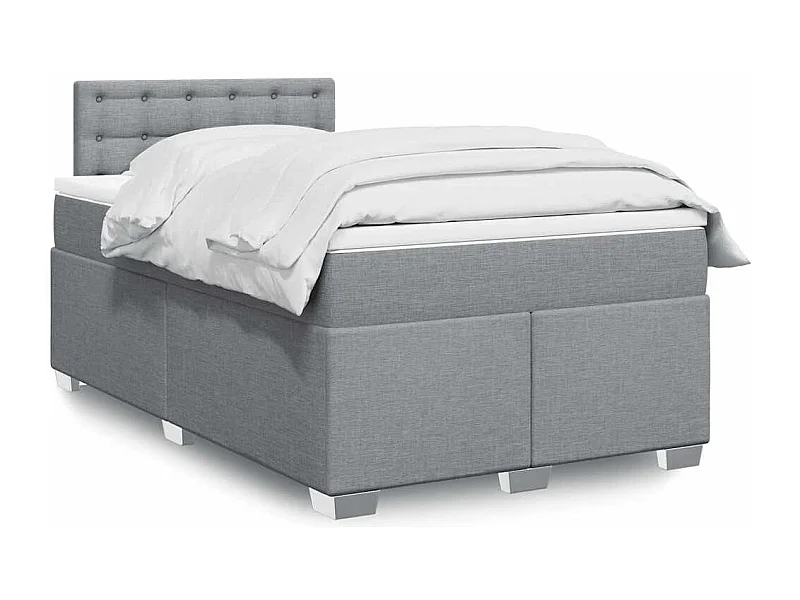 Sommier à lattes de lit et matelas gris clair 120x190 cm tissu